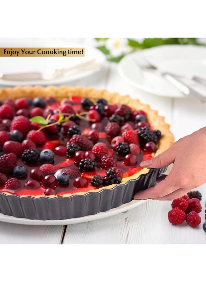 11 Inch Tart and Quiche Pan with Removable Bottom, Pie pans for baking, Non-stick Carbon Steel Quiche Pan for Pie, Mousse Cakes, Fruit and Desserts - Image 5